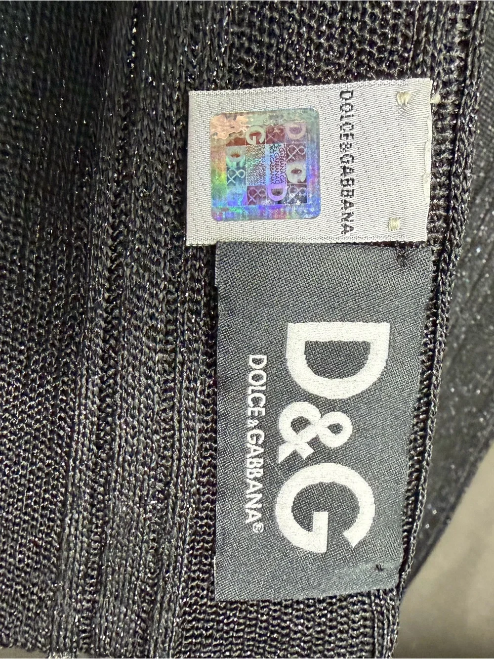 Dolce & Gabbana Black Ribbed Scarf with D&G Logo